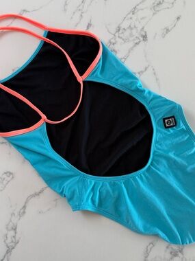 Jolyn Clothing Contrast Brandon One Piece Swimsuit - Blue / Pink - Size 32